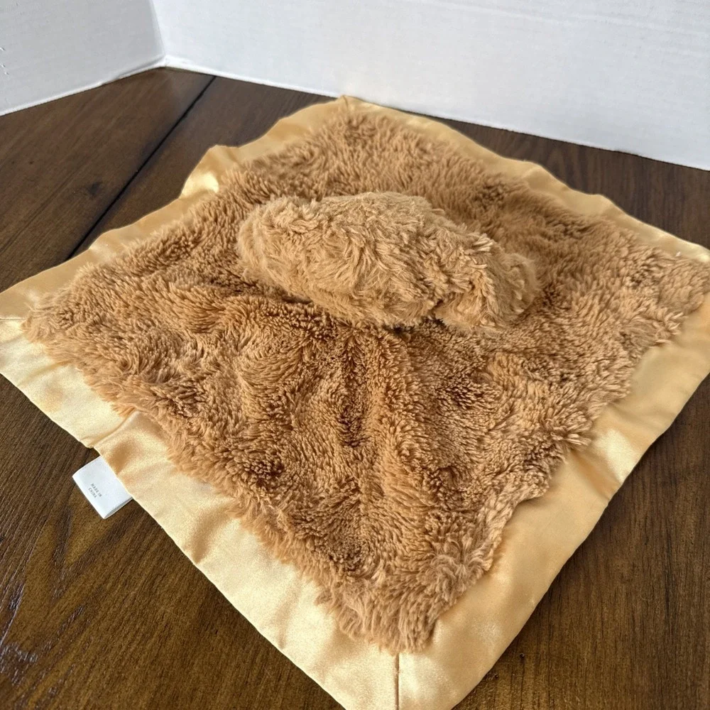 Cloud Island  Puppy Dog Lovey Security Blanket Brown Satin Trim 14